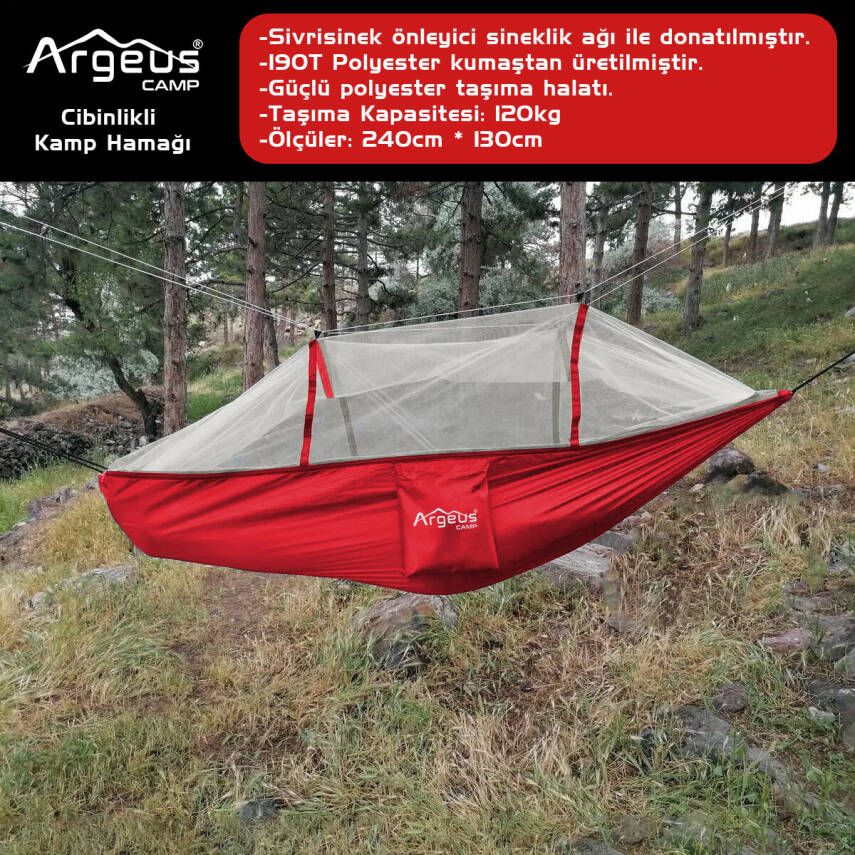 Argeus Cibinlikli Kamp Hamağı Kırmızı - 2