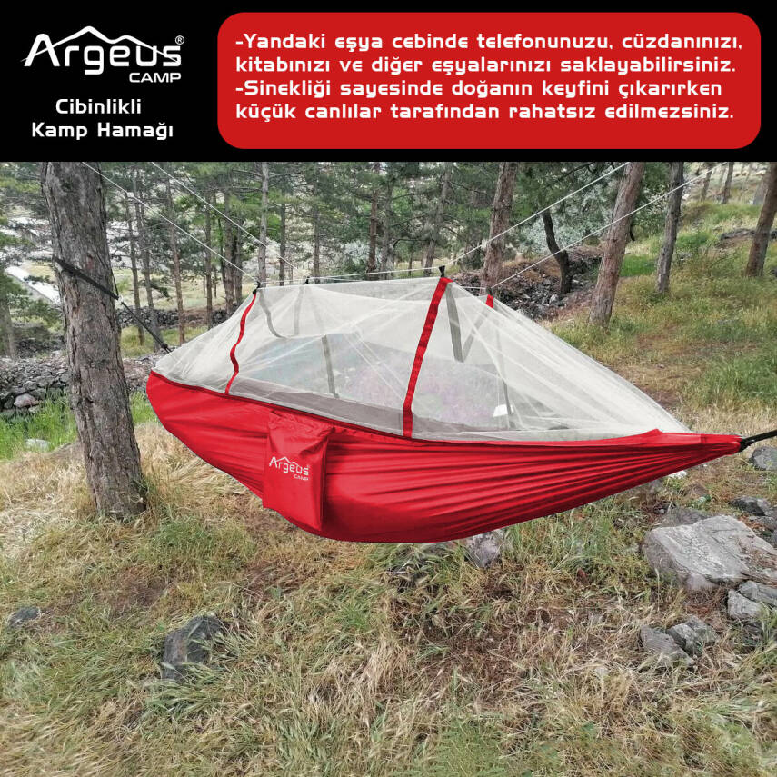 Argeus Cibinlikli Kamp Hamağı Kırmızı - 3