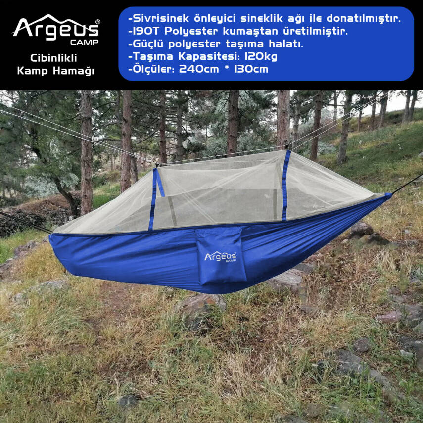 Argeus Cibinlikli Kamp Hamağı Mavi - 2