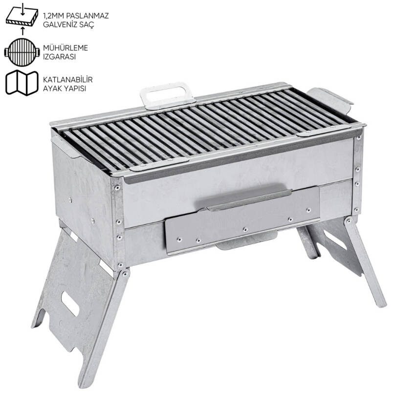 Katlanır Ayaklı Mangal - Argeus - Paslanmaz - Mühürleme Izgaralı - Kül Hazneli - 1