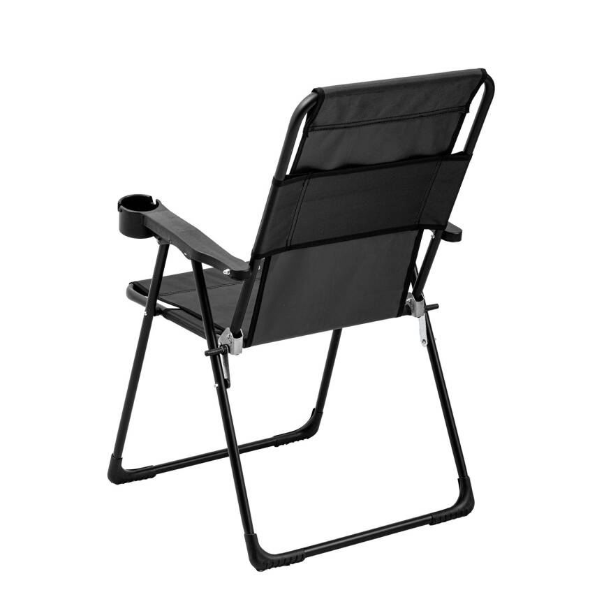 2 Adet Katlanır Kamp Sandalyesi ve Masa Seti - Rest - Taşıma Çantalı - Siyah - 130 KG Taşıma - 4