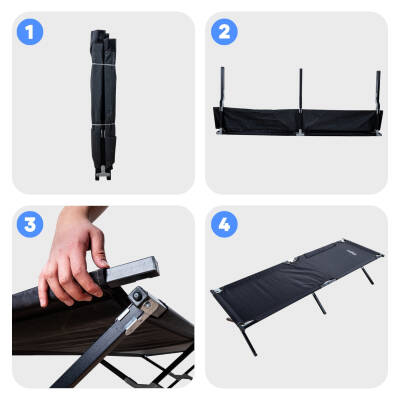 Argeus Katlanabilir Kamp Yatağı & Kampet Cepli Siyah - 5