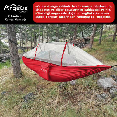 Argeus Cibinlikli Kamp Hamağı Kırmızı - 3