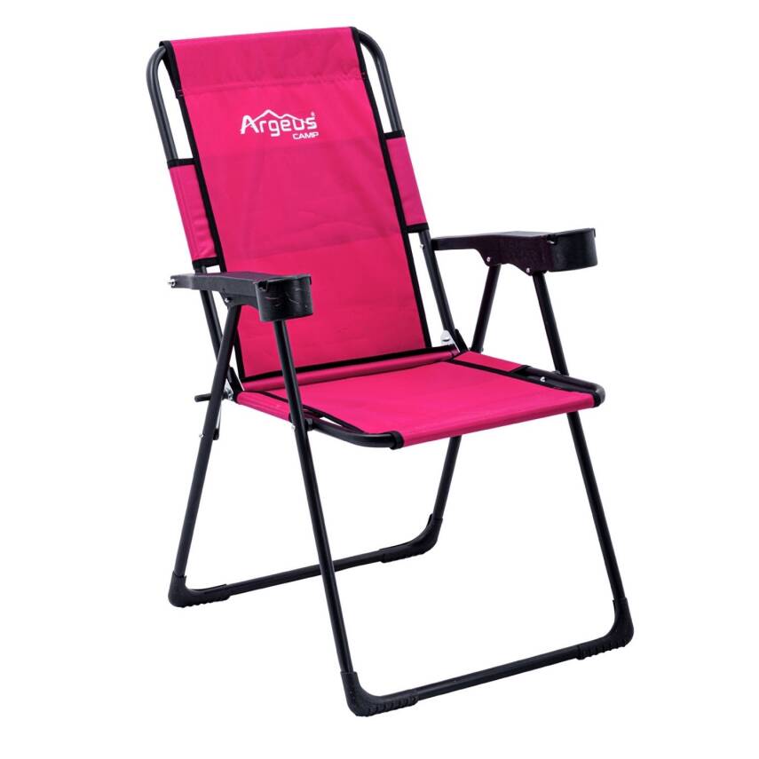 Katlanabilir Kamp Sandalyesi - Rest - Bardaklıklı - Argeus - Pembe - 1