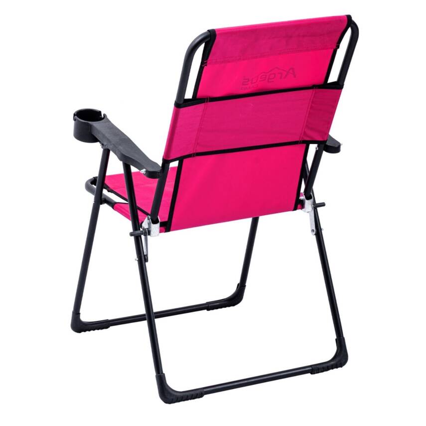 Katlanabilir Kamp Sandalyesi - Rest - Bardaklıklı - Argeus - Pembe - 3