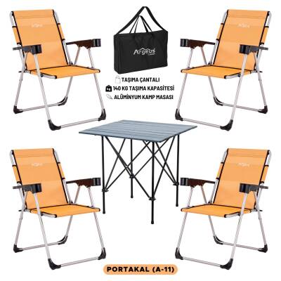 ARGEUS Rock Dark Katlanabilir Kamp Sandalyesi Masa Seti - Outdoor Piknik Seti - 1