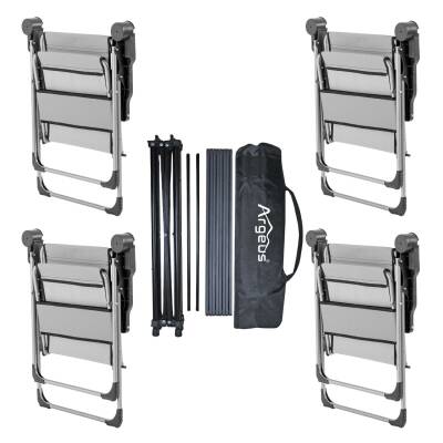 ARGEUS Rock Dark Katlanabilir Kamp Seti - 4 Kişilik Gri Piknik Masa Sandalye Takımı - 2