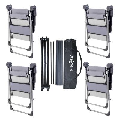 ARGEUS Rock Dark Katlanır Kamp Seti - 4 Sandalye ve Hafif Alüminyum Masa - 2