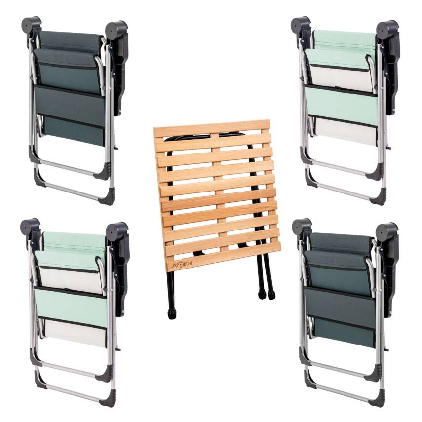 ARGEUS Rock Dörtlü Katlanabilir Kamp Seti - Haki & Su Yeşili - Bardaklıklı - 2