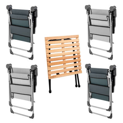 ARGEUS Rock Dörtlü Portatif Kamp Sandalyesi ve Masa Seti | Outdoor Çelik Gri - 2