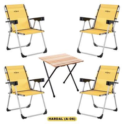 ARGEUS Rock Hardal Renk 4 Kişilik Katlanabilir Kamp Sandalyesi ve Masa Seti - 1