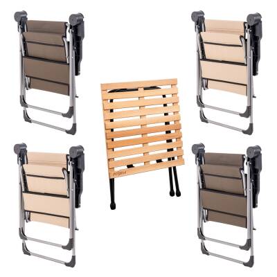 ARGEUS Rock Katlanabilir 4 Kişilik Kamp Masa Sandalye Seti - Bej Kahve - 2