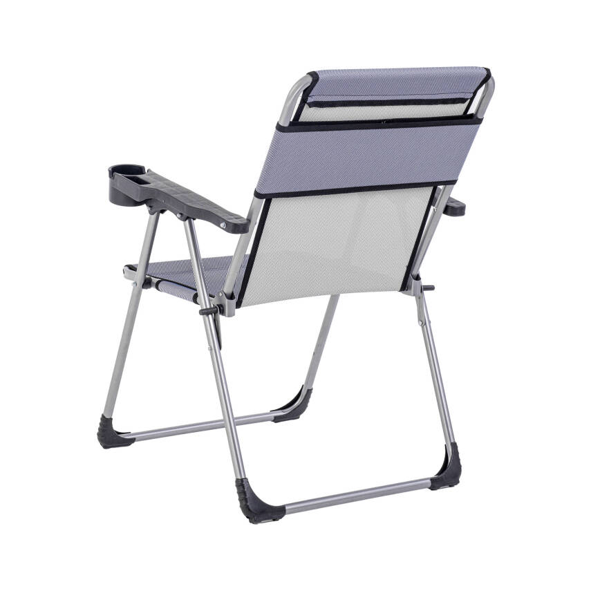 Katlanabilir Piknik ve Kamp Sandalyesi - Bardaklıklı - Rock - Lacivert (A-26-R2) - 140KG Taşıma Kapasiteli - 2
