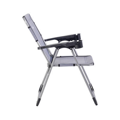 Katlanabilir Piknik ve Kamp Sandalyesi - Bardaklıklı - Rock - Lacivert (A-26-R2) - 140KG Taşıma Kapasiteli - 7