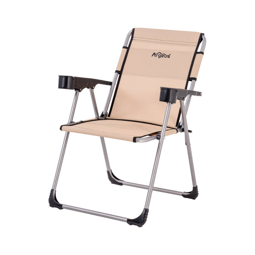 4 Adet Katlanır Kamp Sandalyesi ve Masa Seti - Rock - Bej - Bardaklıklı - 140 KG - 3