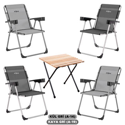 ARGEUS Rock Katlanabilir Kamp Seti - Bardaklıklı - Kül & Kaya Grisi - 4 Kişilik - 1