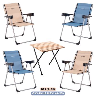 ARGEUS Rock Katlanır Kamp Masa Sandalye Seti - 4 Kişilik Taşınabilir Piknik Seti - 1