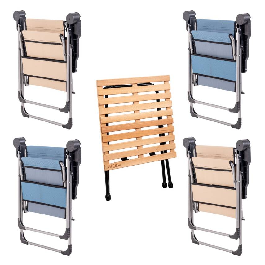 ARGEUS Rock Katlanır Kamp Masa Sandalye Seti - 4 Kişilik Taşınabilir Piknik Seti - 2