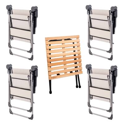 4 Adet Katlanır Kamp Sandalyesi ve Masa Seti - Rock - Bozkır - Bardaklıklı - 140 KG - 6