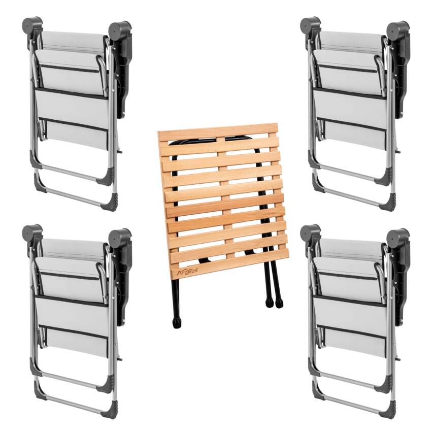 Argeus Rock Outdoor 4 Kişilik Portatif Katlanabilir Kamp Masa Sandalye Seti - Gri - 2