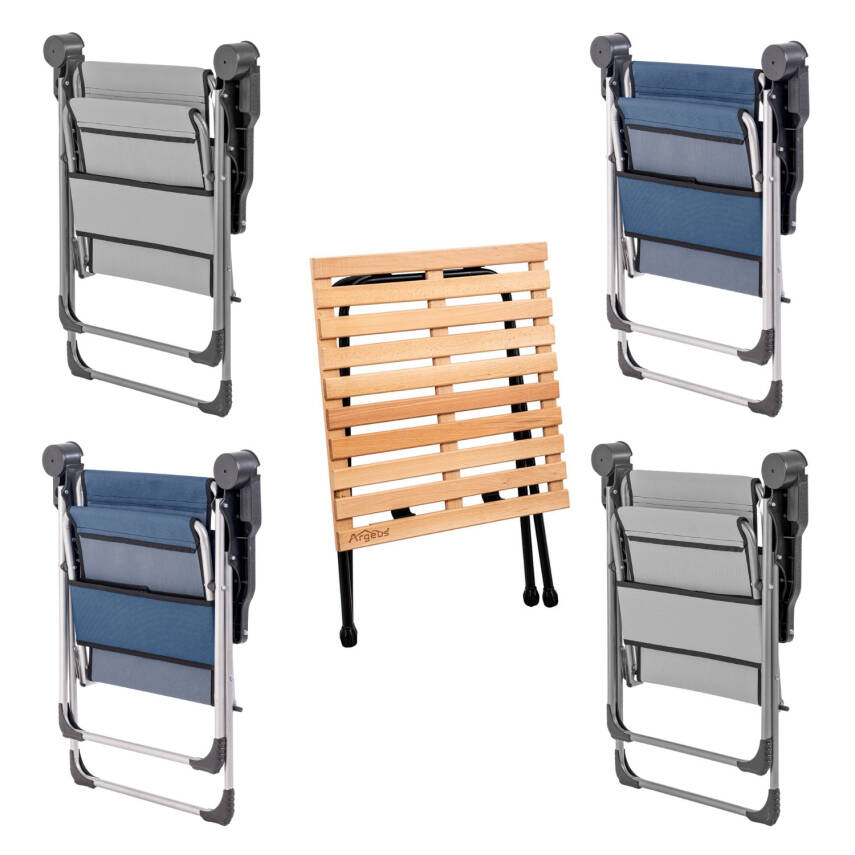 Argeus Rock Portatif Kamp Seti - Gri Kül / Lacivert - Katlanabilir Sandalye ve Masa - 2