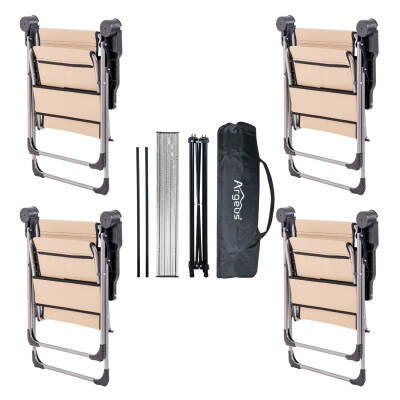 4 Adet Katlanır Kamp Sandalyesi ve Alüminyum Masa Seti - Rock Silver - Bej - Taşıma Çantalı - 2