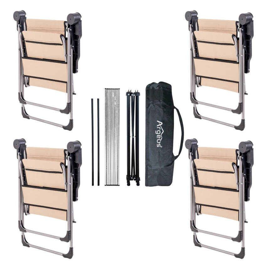 4 Adet Katlanır Kamp Sandalyesi ve Alüminyum Masa Seti - Rock Silver - Bej - Taşıma Çantalı - 2