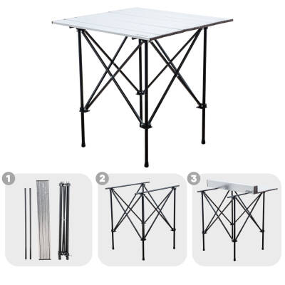 4 Adet Katlanır Kamp Sandalyesi ve Alüminyum Masa Seti - Rock Silver - Bej - Taşıma Çantalı - 4