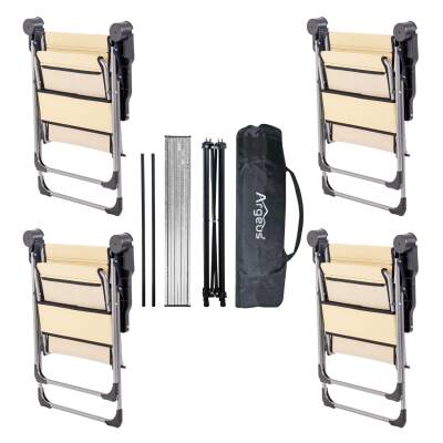 4 Adet Katlanır Kamp Sandalyesi ve Alüminyum Masa Seti - Rock Silver - Buğday - Taşıma Çantalı - 2