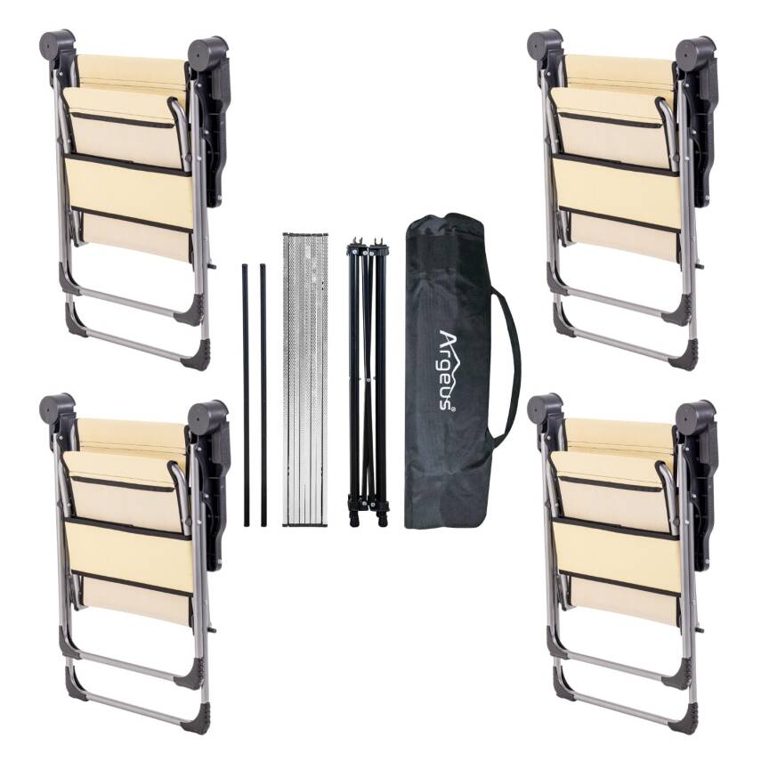 4 Adet Katlanır Kamp Sandalyesi ve Alüminyum Masa Seti - Rock Silver - Buğday - Taşıma Çantalı - 2