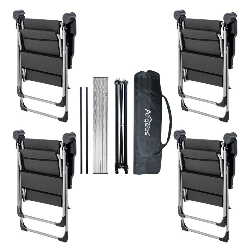 4 Adet Katlanır Kamp Sandalyesi ve Alüminyum Masa Seti - Rock Silver - Antrasit - Taşıma Çantalı - 2