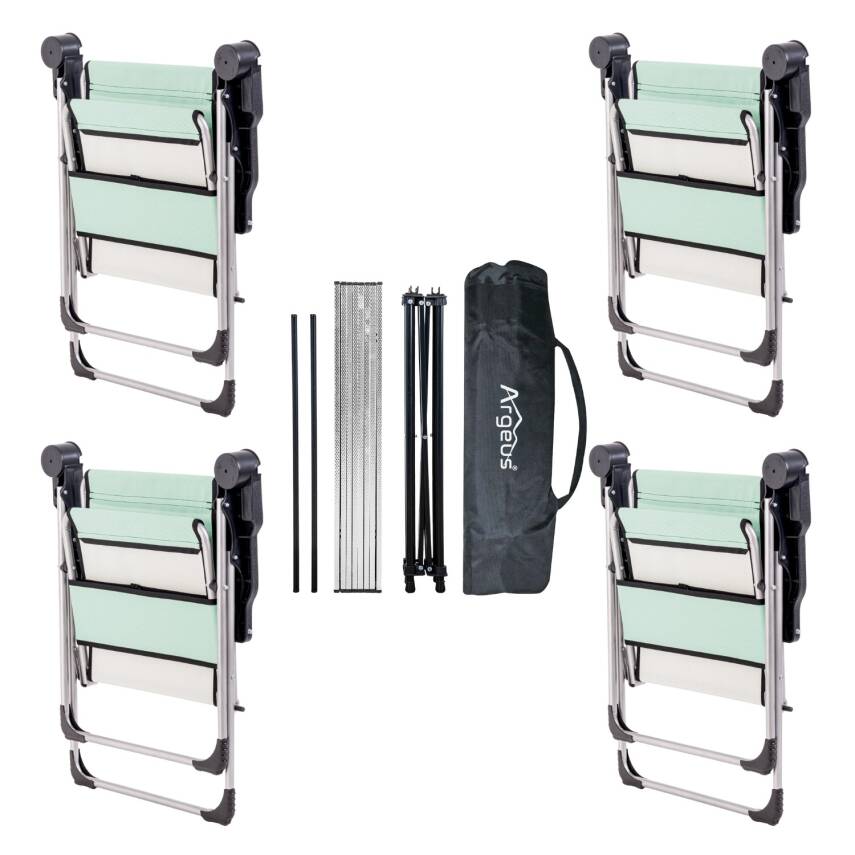 4 Adet Katlanır Kamp Sandalyesi ve Alüminyum Masa Seti - Rock Silver - Su Yeşili - Taşıma Çantalı - 2