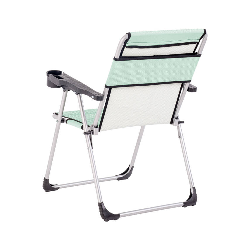 4 Adet Katlanır Kamp Sandalyesi ve Masa Seti - Rock - Su Yeşili - Bardaklıklı - 140 KG - 4