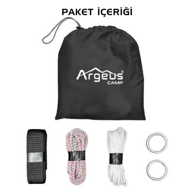 ARGEUS Siyah Cibinlikli Kamp Hamağı: Sineklikli, Taşınabilir, Ultra Hafif Hamak - 5