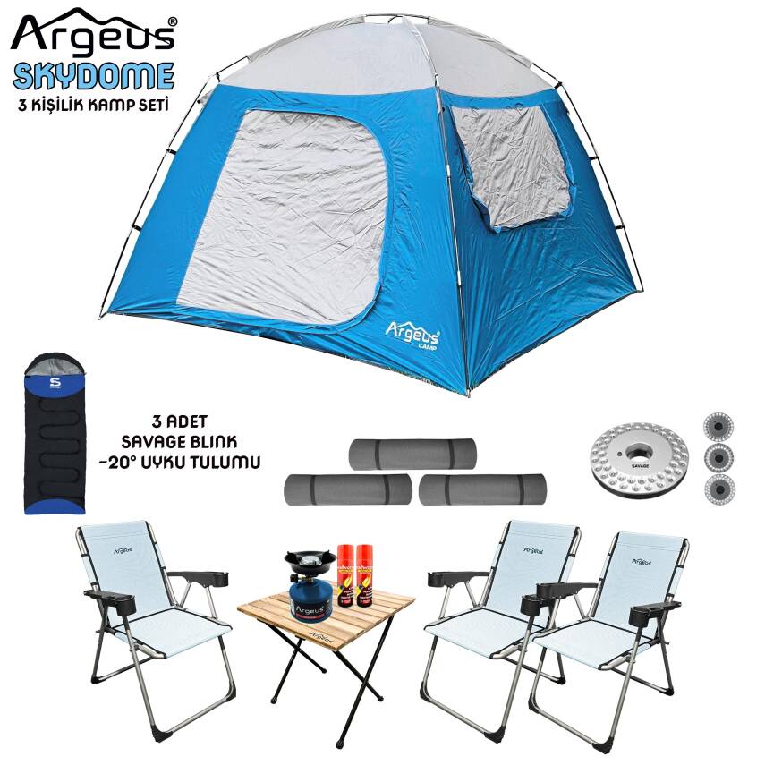 Argeus Skydome 3 Kişilik 3 Mevsim Kamp Çadırı Seti - 1