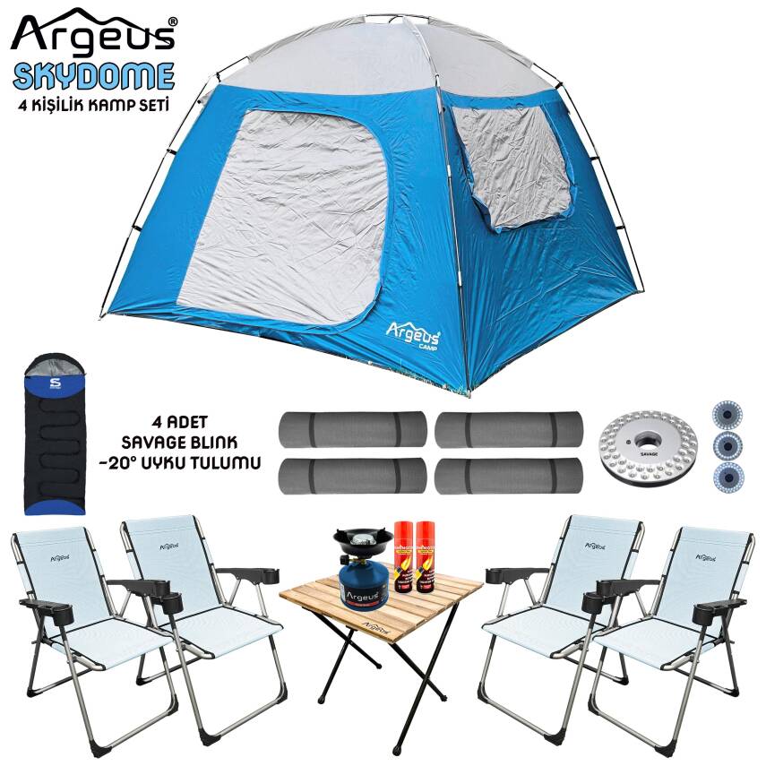 Argeus Skydome 4 Kişilik 3 Mevsim Kamp Çadırı Seti - 1