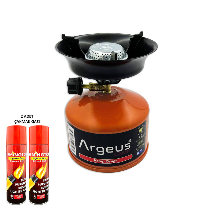 Argeus Stone Kamp Ocağı ve Çakmak Gazı Seti Turuncu (203) - 1