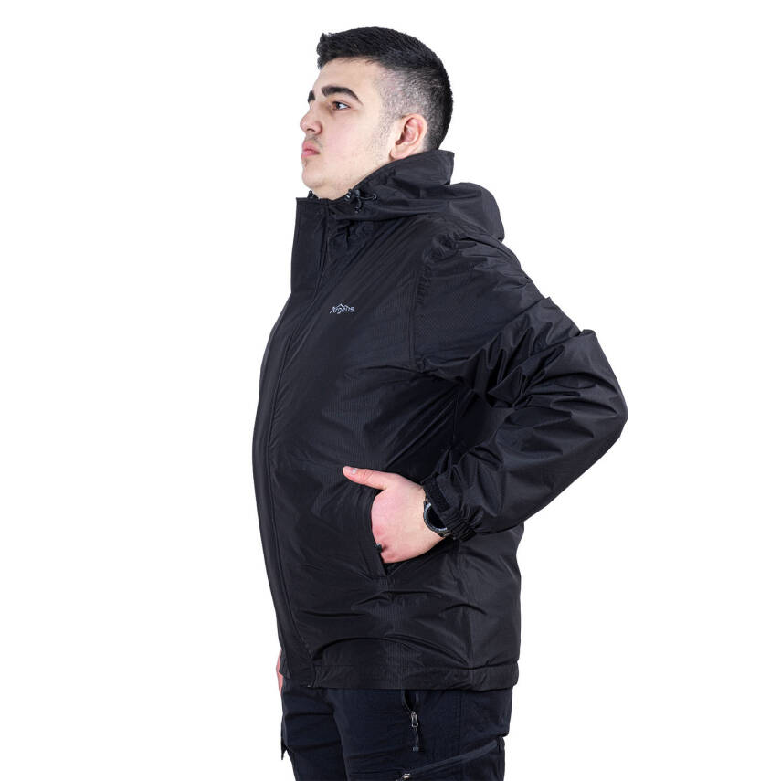 Argeus Storm Su Geçirmez Erkek Siyah Yağmurluk Mont - Outdoor Model - 5
