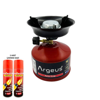 ARGEUS Taşınabilir Kırmızı Kamp Ocağı Seti | Çakmak Gazı Hediyeli Outdoor Set