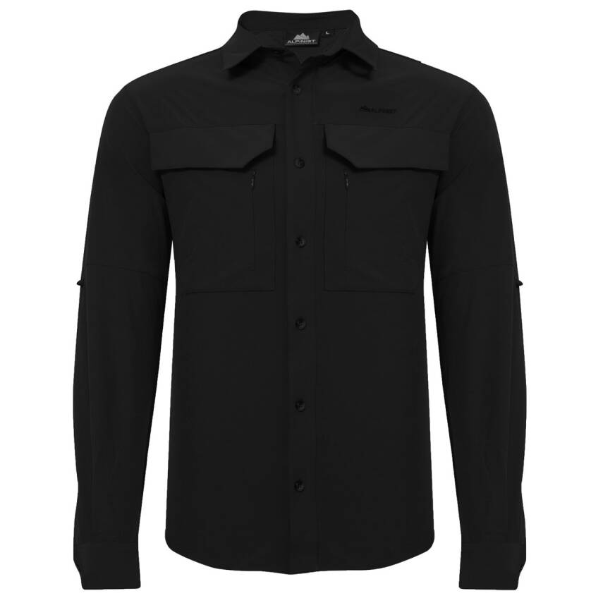 Alpinist Natriks Uzun Kollu Erkek Gömlek Siyah (600702) - Taktik Gömlek - 1