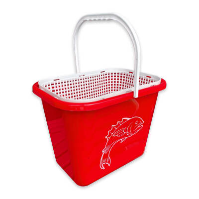 Balıkçı Kovası - 15 Litre - Fishack - Süzgeçli - Kırmızı (Kod 179) - 2