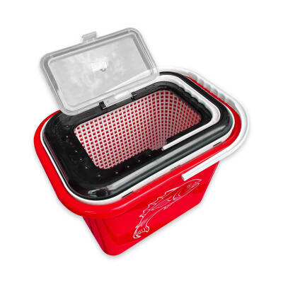 Balıkçı Kovası - 15 Litre - Fishack - Süzgeçli - Kırmızı (Kod 179) - 5
