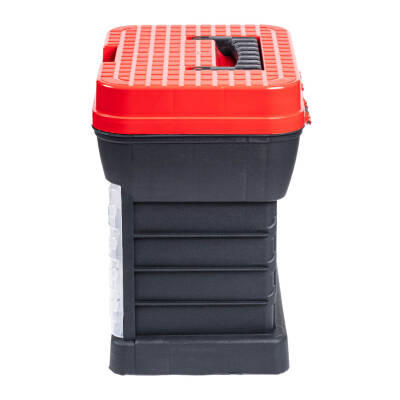 Tabureli Balıkçı Takım Çantası - 4 Çekmeceli - Kırmızı - 5