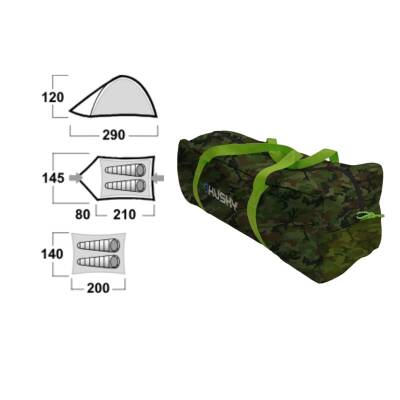 Bizam 2 Kişilik Çadır - Army Kamuflaj - Husky - 2