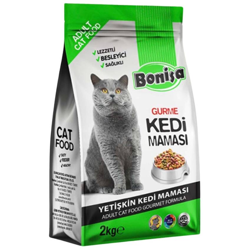Bonisa Gurme Yetişkin Kedi Maması - Et, Tavuk ve Balık Lezzeti - 2 Kg - 1
