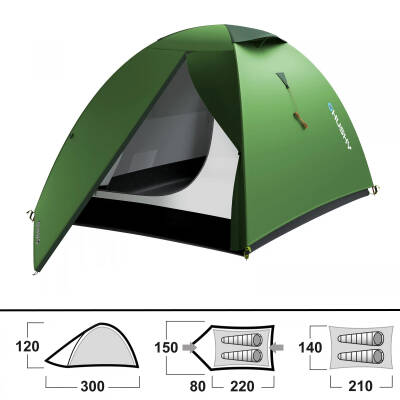 Bret 2 Kişilik Çadır - Yeşil - Husky - 2