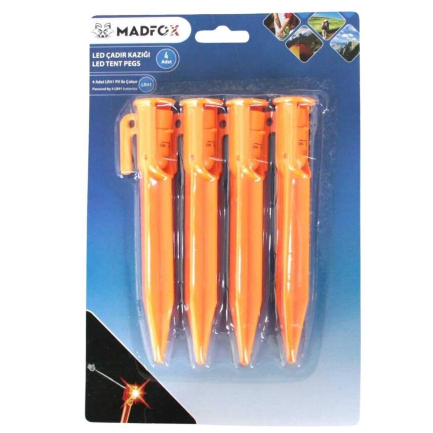 Çadır Kazığı - Madfox Led Işıklı - 4 Parça - 15 cm  - 602099 - 5