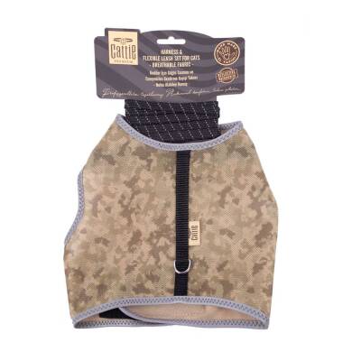 Cattie Havalı Dokuma Kedi Göğüs & Gezdirme Takımı Kamuflaj - 2