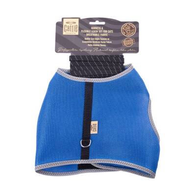 Cattie Havalı Dokuma Kedi Göğüs & Gezdirme Takımı Royal Mavi 1*25-35 cm - 2