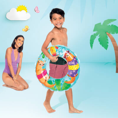 Çocuk Yüzme Simidi - Intex Şeffaf Desenli Gök Mavisi (61cm) - 2